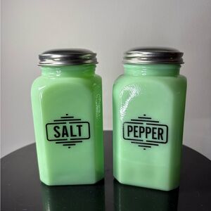 Jadeite Salt Pepper Shakers Retro Kitchen Decor Reproduction